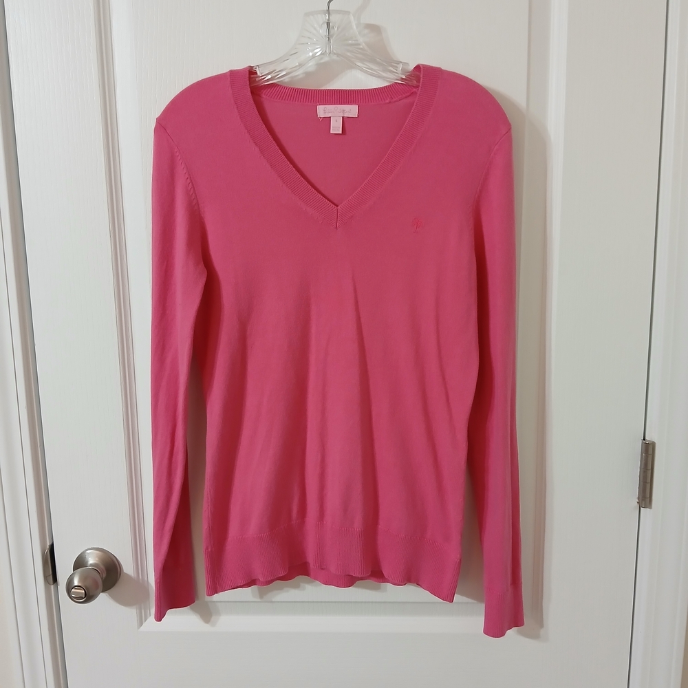 Lilly Pulitzer Bright Pink V-Neck Sweater